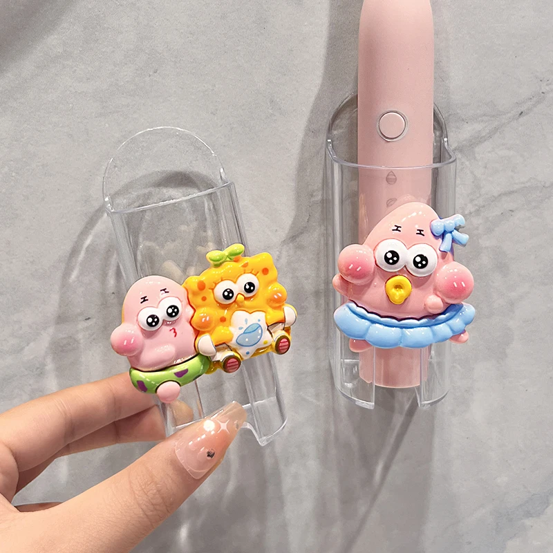 电动牙刷置物架壁挂式2024新款可爱卡通洗漱台收纳牙刷架子免打孔