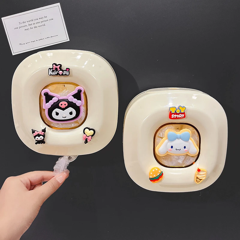 磁吸保鲜膜套收纳盒壁挂免打孔可爱卡通玉桂狗一次性保鲜袋罩盒子