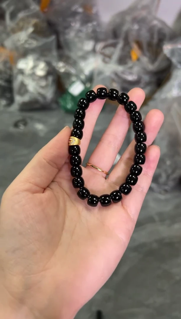 【闪购商品】玛瑙/玉髓手链未镶嵌黑玛瑙精工直切手串[472]
