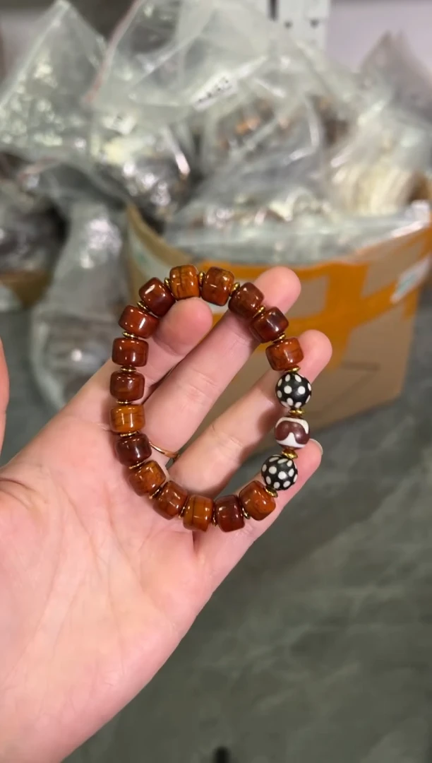 【闪购商品】玛瑙/玉髓手链未镶嵌藏式虎牙珠玛瑙手串[0062]