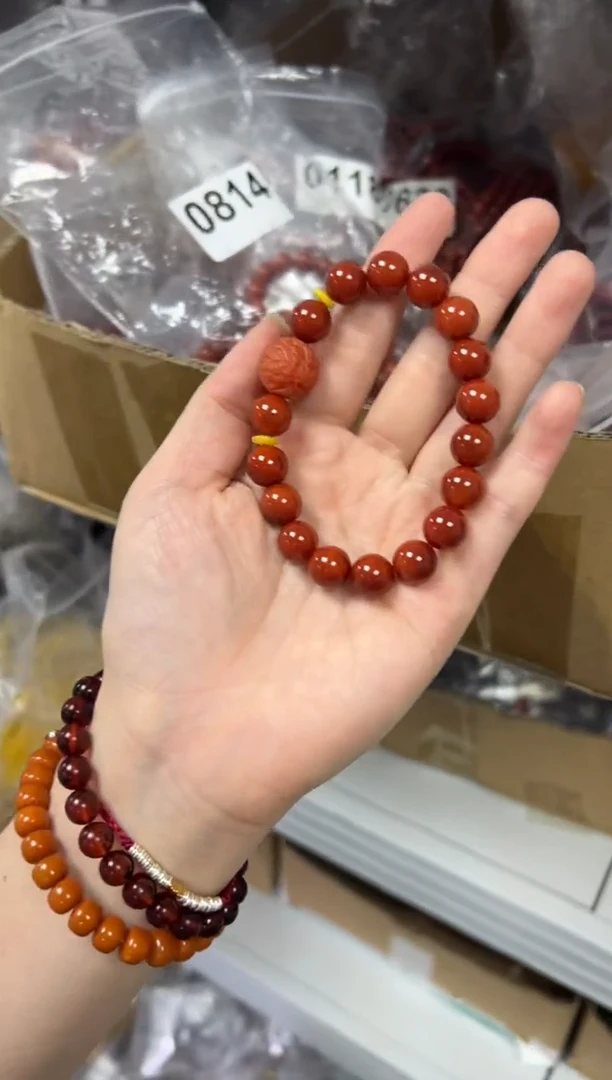 【闪购商品】玛瑙/玉髓手链未镶嵌柿子红玛瑙龙头款手链[0814]