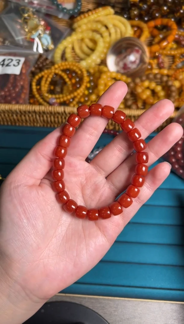 【闪购商品】玛瑙/玉髓手链未镶嵌柿子红玛瑙直切手串[0529]
