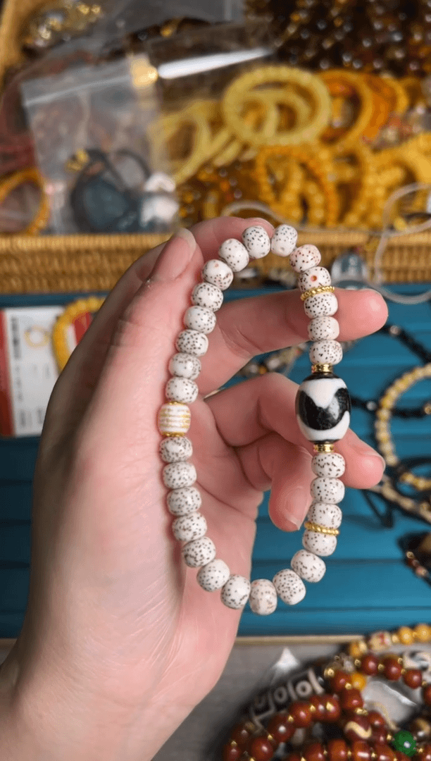【闪购商品】玛瑙/玉髓手链未镶嵌顺白星月虎牙玛瑙珠[A150]