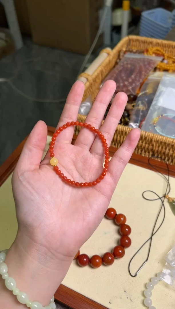 【闪购商品】南红玛瑙手链未镶嵌南红玛瑙蜜蜡珠手链[513]