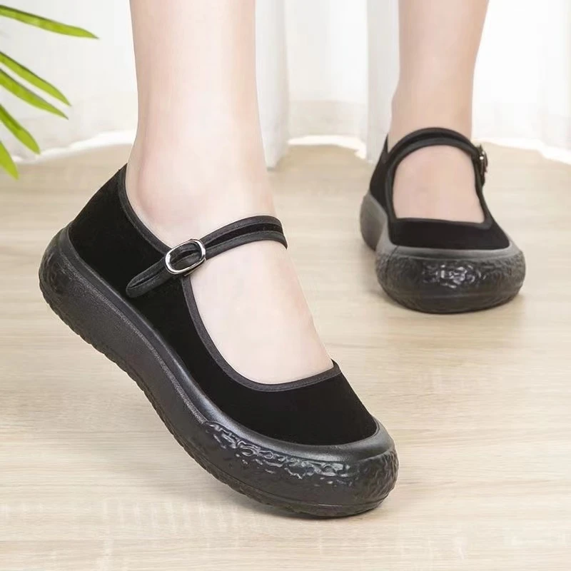 新款老北京布鞋时尚休闲女单鞋软底舒适黑色工作鞋浅口广场舞鞋