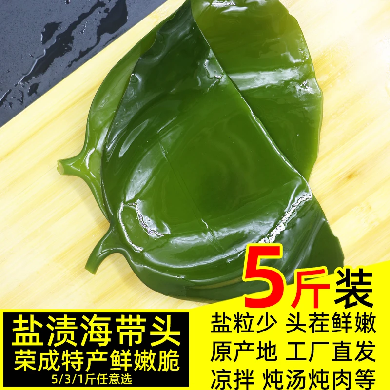 盐渍海带头5斤新鲜厚片荣成特产海白菜海带片丝火锅昆布半干货3/1
