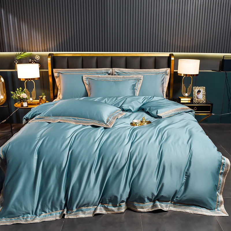 2024新款高支高密轻奢风长绒棉贡缎刺绣四件套—千寻系列磨毛凉感8