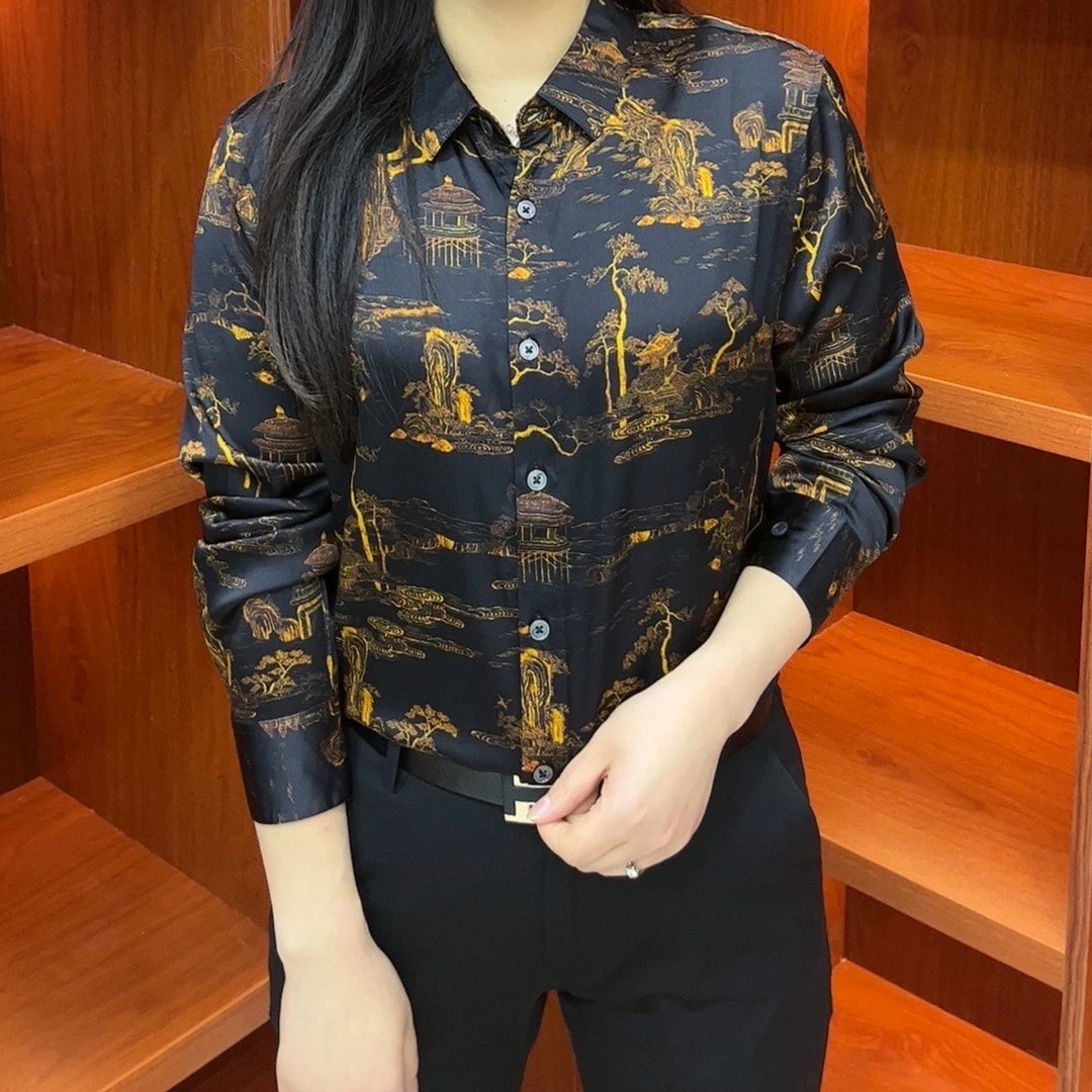 LIAOBOOS早春新款轻奢男士桑蚕丝衬衫网红长袖国风休闲男装96883）