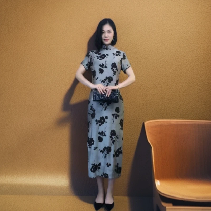 【女人如画】夏季旗袍显瘦气质网红时尚中长款修身印花中国风日常