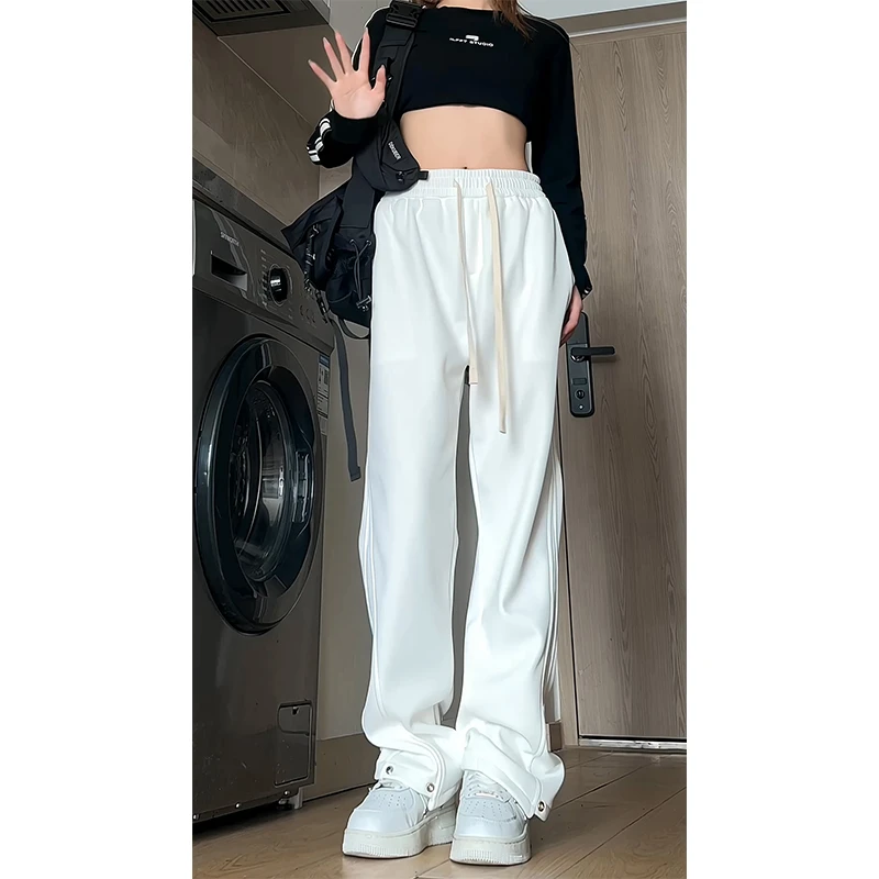 韩系高级感休闲裤男士春秋高级感显高显瘦白色裤子氛围感微喇裤子