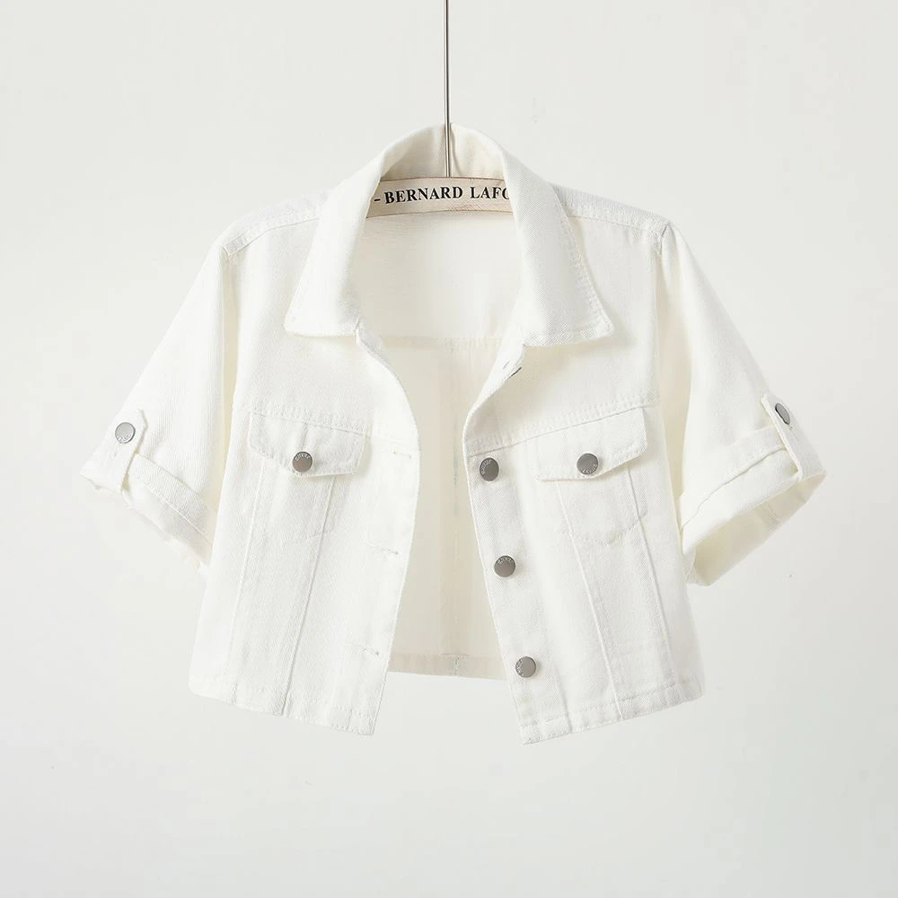 春秋季外穿外搭短款薄款短袖新款百搭牛仔外套女洋气披肩上衣坎肩