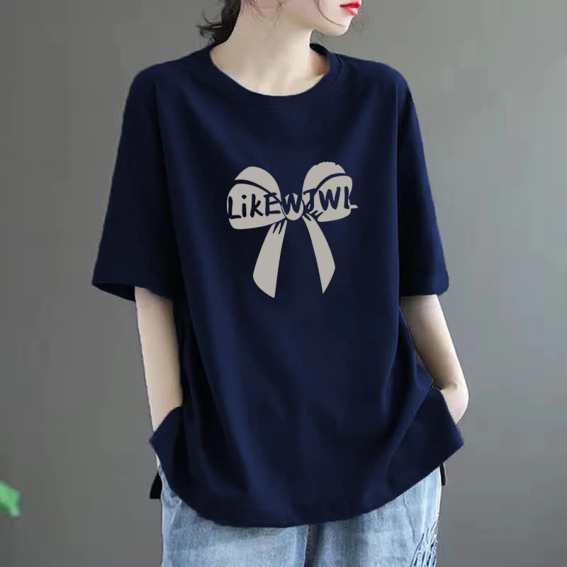 100%纯棉短袖T恤女夏季宽松大码200斤显瘦时尚洋气韩版半袖上衣薄