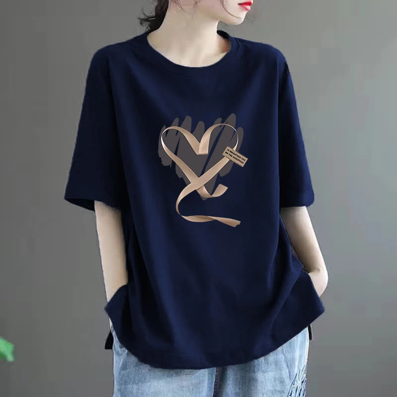 〖送运费险〗100%棉短袖T恤女夏大码200斤显瘦宽松半袖韩版休闲上衣