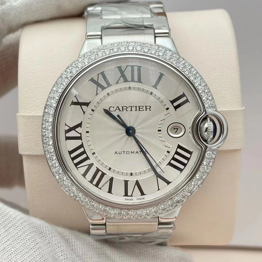 99新 Cartier/卡地亚 蓝气球后加钻自动机械表径42mm