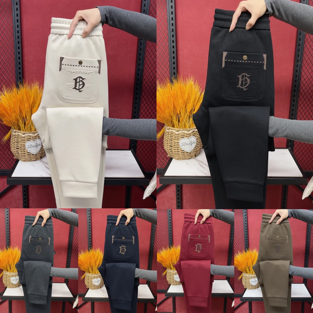 88011秋冬新款男士百搭时尚加绒欧货小脚裤束脚裤