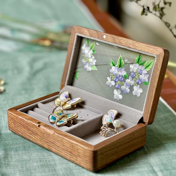 湘绣手工刺绣双面绣首饰盒母亲节礼物