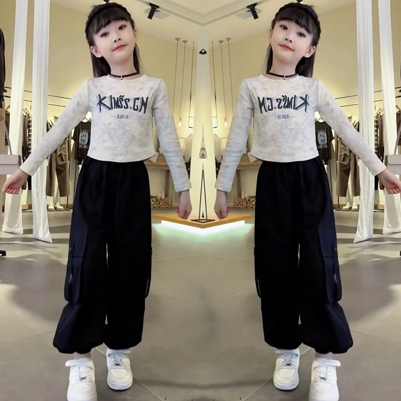 女童秋装工装裤套装2025新款女孩时髦洋气两件套儿童秋季休闲童装