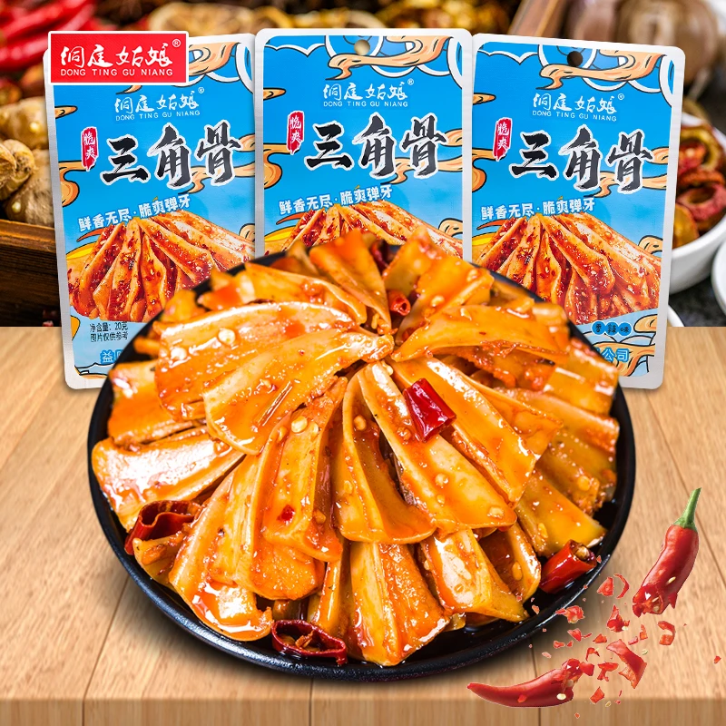 洞庭姑娘三角骨网红鸡脆骨即食麻辣鸡胸骨软骨零食香辣熟食正品
