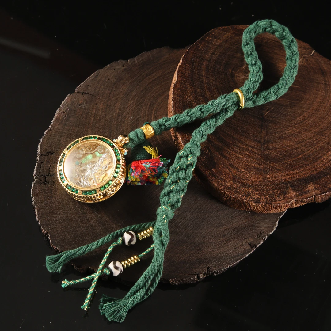 手工设计绿度母嘎嘎hy玛瑙挂件