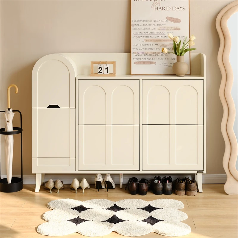 QY全友法式奶油风门厅分区大容量入户储物鞋柜129581