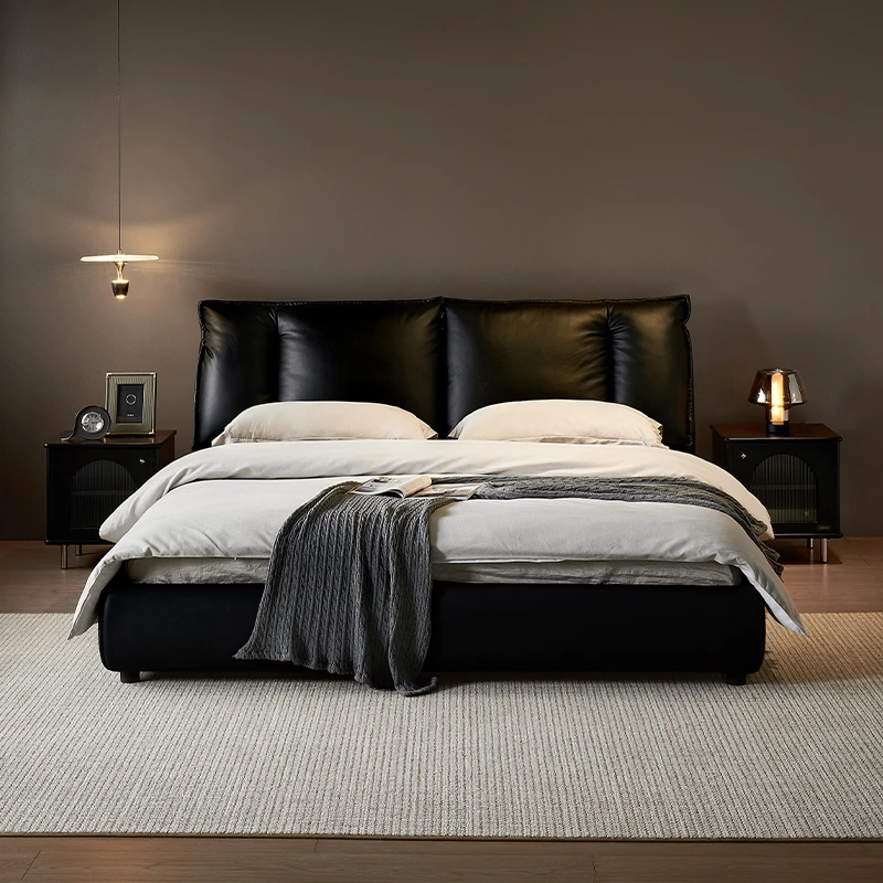 【静姐专属】QY全友家居意式极简头层牛皮软包大床卧室双人床