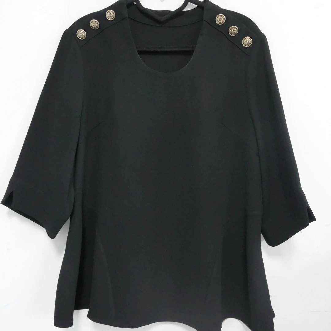 AB-1631全黑肩章六扣进口醋酸鱼尾套头衫