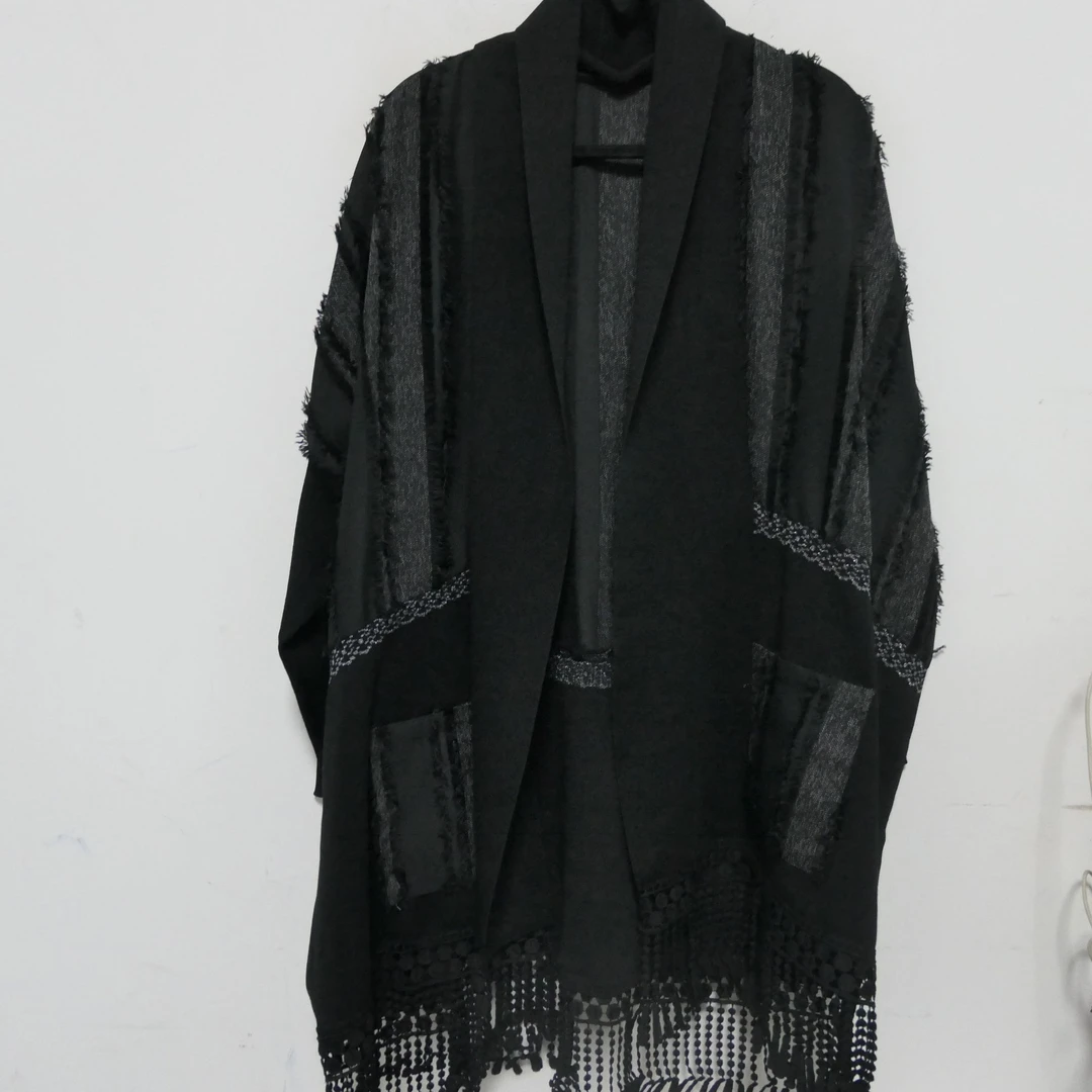 JZ-9988秋冬款V领流苏毛披肩