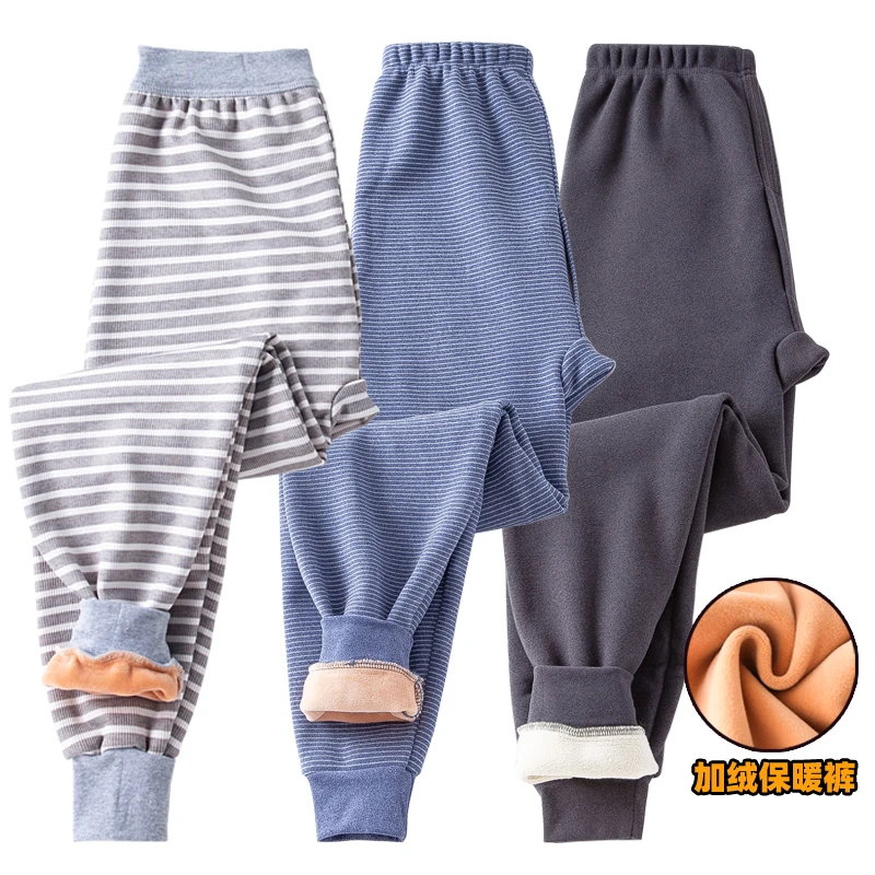 儿童单条保暖裤加绒加厚男童德绒裤中大童保暖绒裤青少年加大码裤