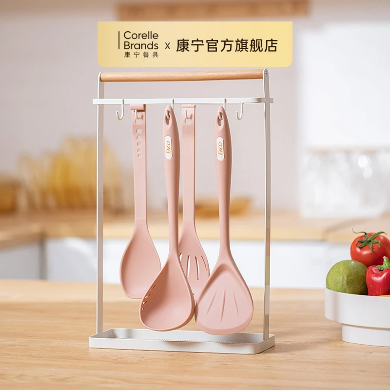 EKCO飞鳍系列厨房用硅胶厨具炒菜家用铲子菜铲长柄漏勺不伤锅铲勺