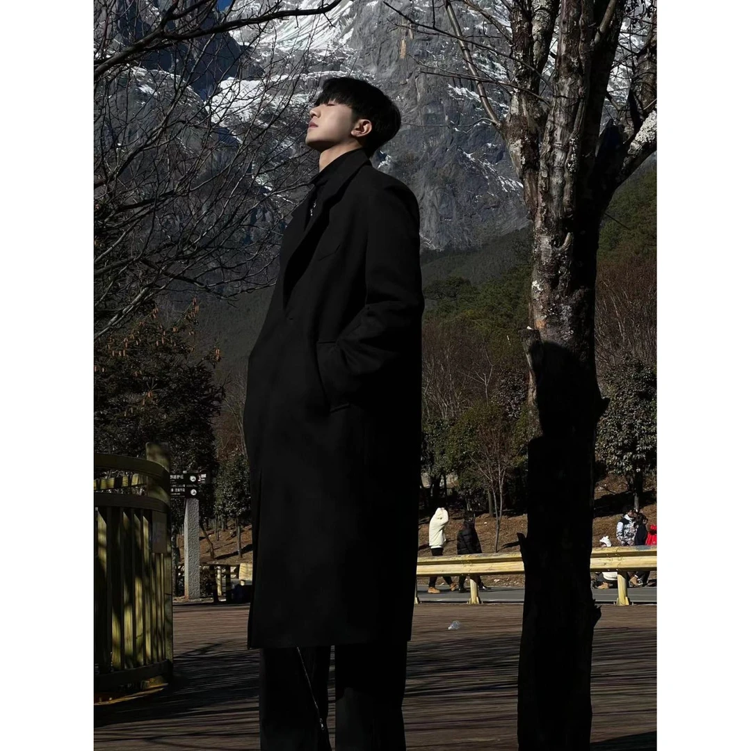 长款毛呢大衣男过膝高级感男款英伦风冬季加厚呢子风衣外套加长款