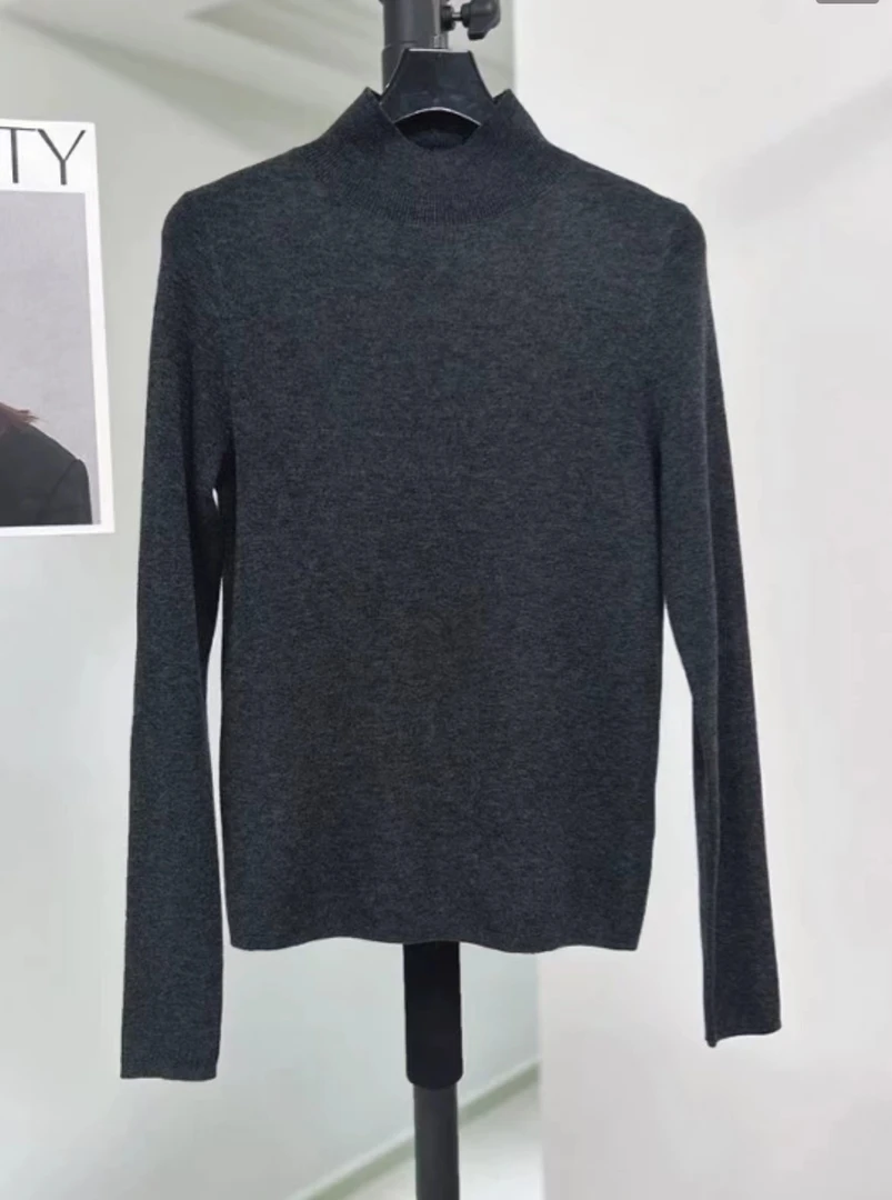 【哈迪】半高领长袖修身薄款100美丽诺精纺绵羊毛针织衫-66603