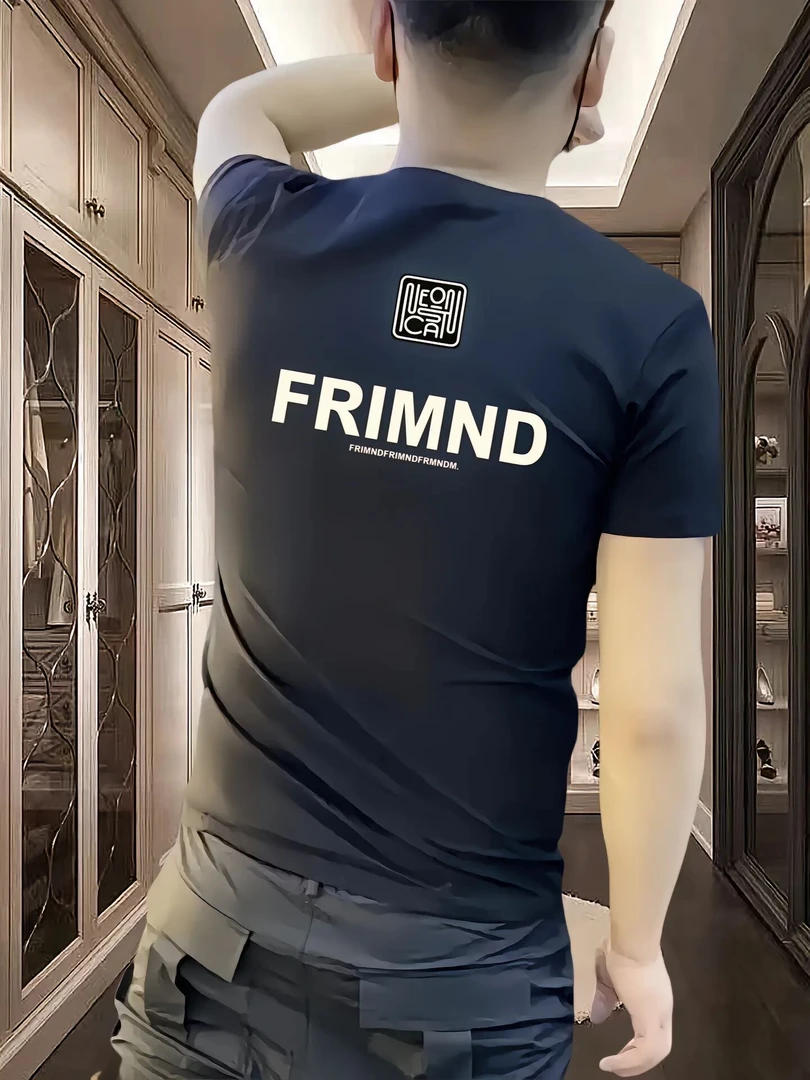 2024高品质夏季新款潮流时尚韩版百搭男士弹力短袖修身圆领