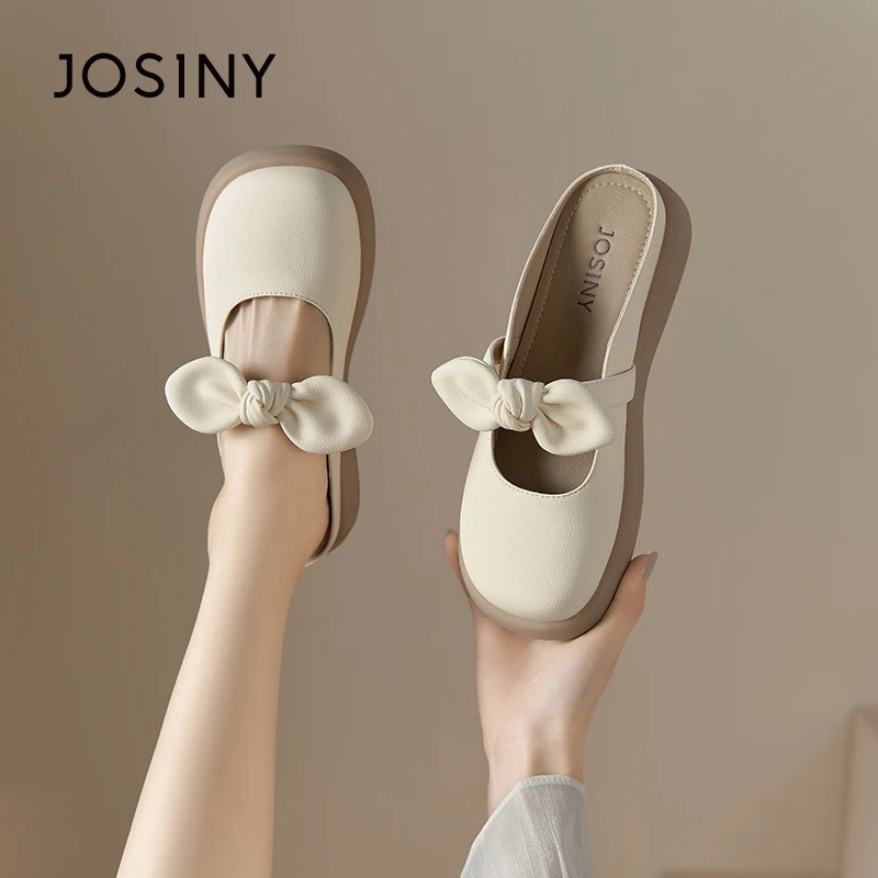 卓诗尼法式包头拖2025新款蝴蝶结时尚百搭厚底软底时尚百搭拖鞋