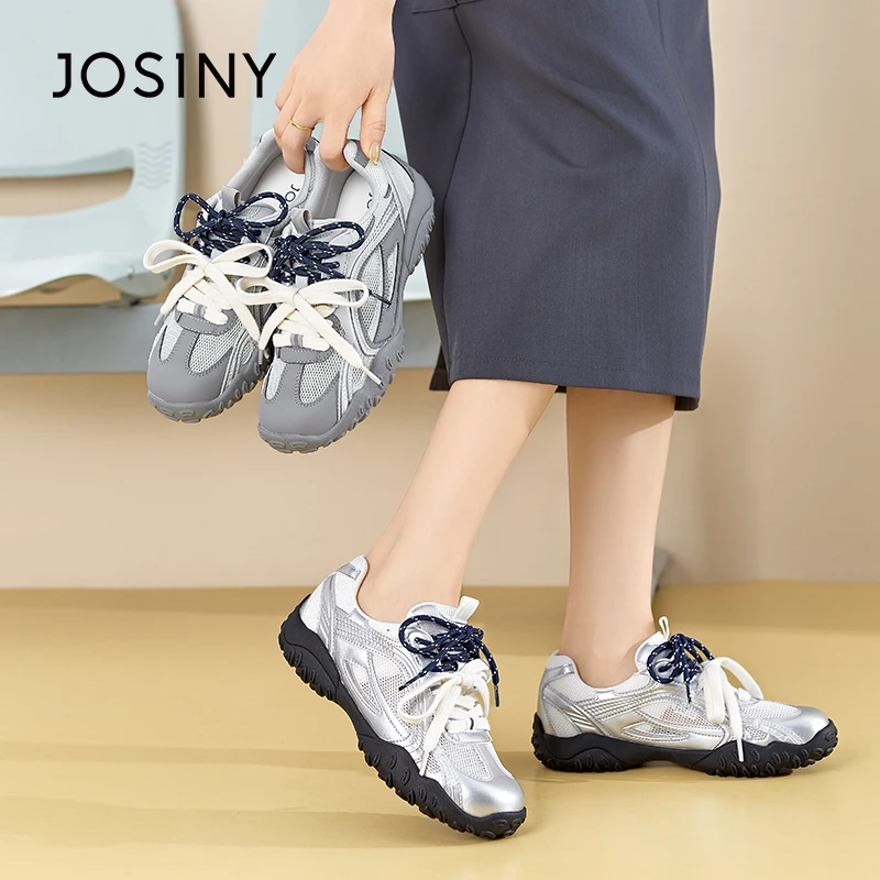 卓诗尼2024新款秋季低帮猫爪运动鞋舒适百搭时尚休闲女士双色鞋带