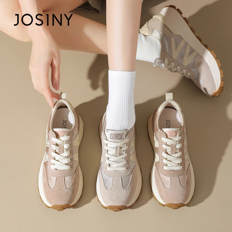 卓诗尼休闲运动鞋女2025春季新款ins风厚底增高透气百搭跑步鞋