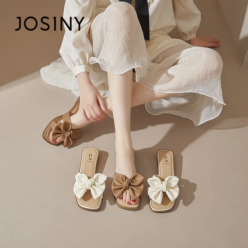 2025女百搭蝴蝶结平底低跟拖鞋夏季网红软底凉拖鞋女款高级凉鞋