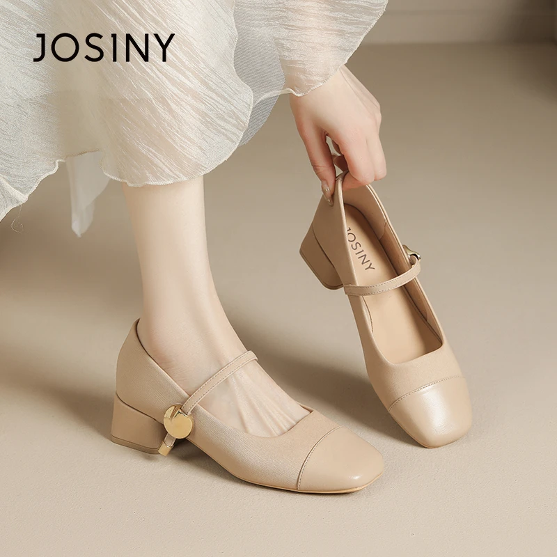 卓诗尼低跟软底玛丽珍女鞋春百搭粗跟鞋气质温柔复古单鞋高跟鞋