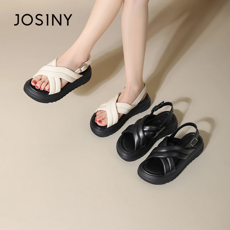 卓诗尼24夏新款女鞋时尚厚底仙女风高跟露趾百搭轻便鞋日常凉鞋女