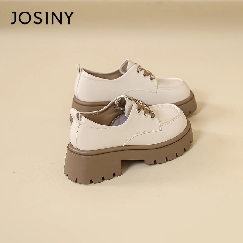 卓诗尼厚底小皮鞋女2024春季新款英伦风百搭乐福鞋一脚蹬jk单鞋女