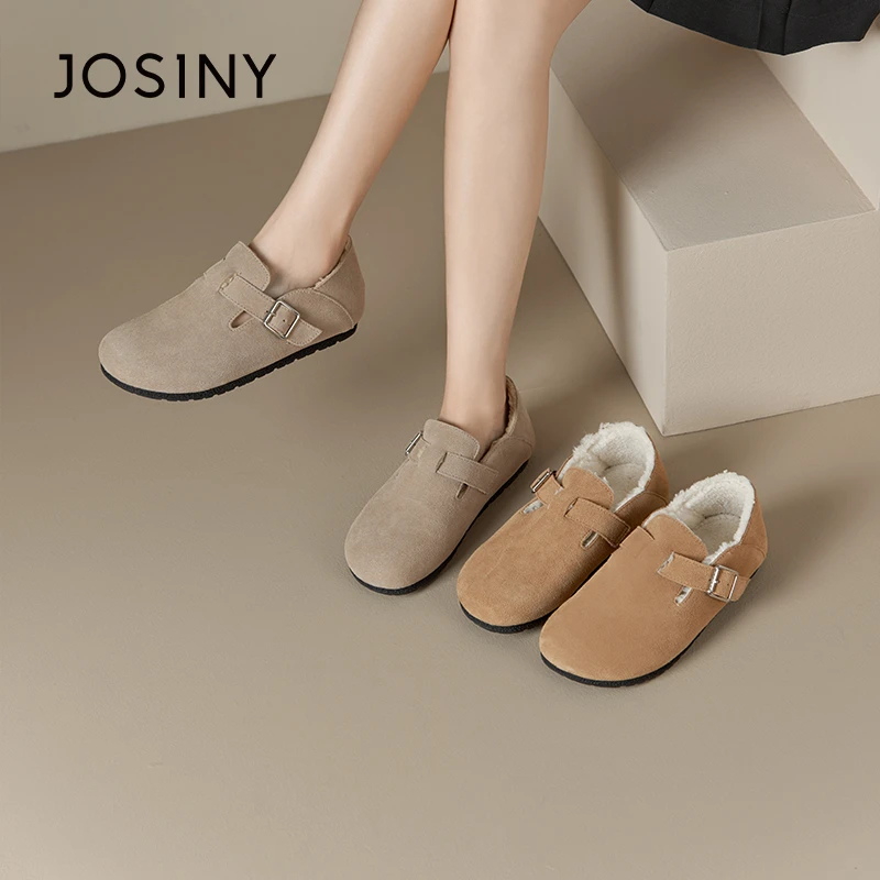 卓诗尼勃肯鞋乐福鞋2023年秋冬季新款一字扣平底单鞋302H24067