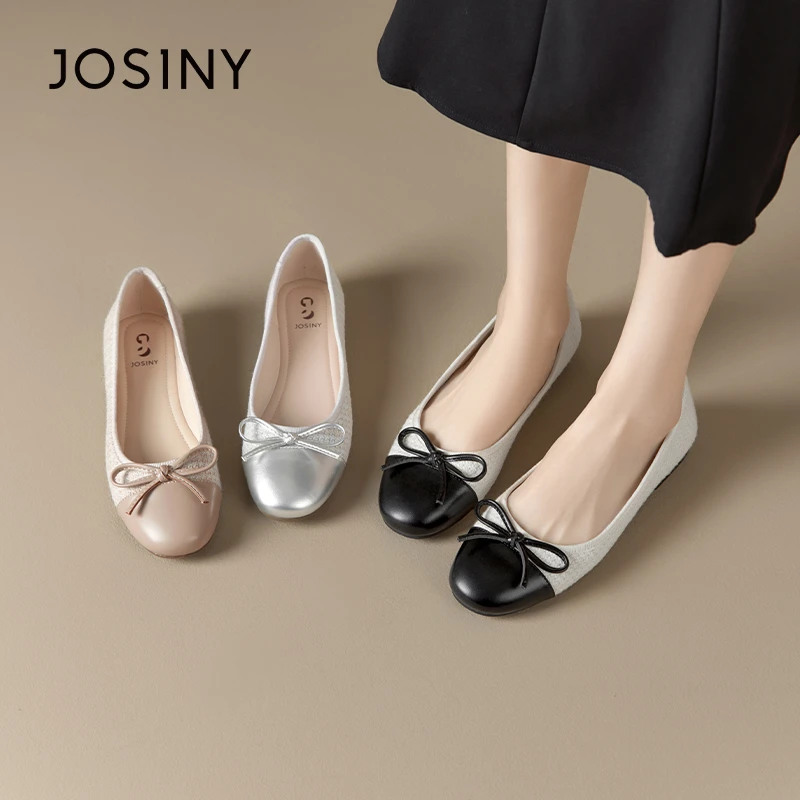 卓诗尼平底女春季新款法式软底豆豆鞋一脚蹬小香风平底莫奈花园风