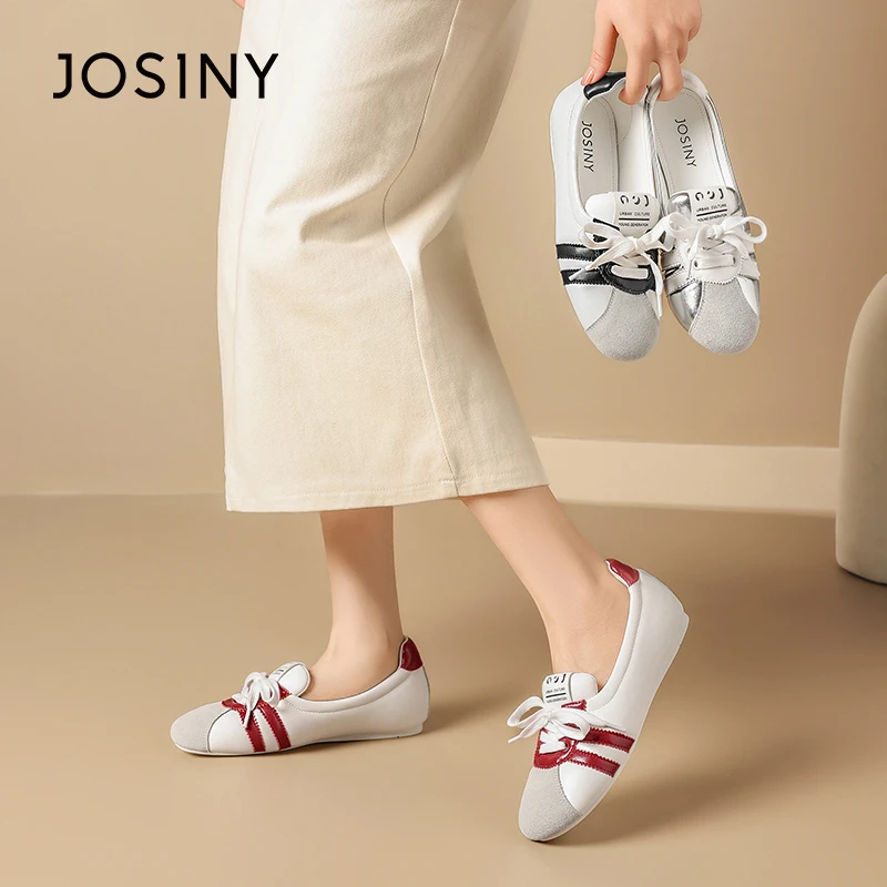 卓诗尼新潮款中口拼色女士板鞋小众设计条纹平底休闲散步秋季舒适