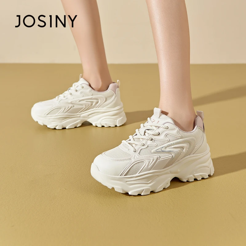 卓诗尼厚底运动鞋女2024春款透气休闲老爹鞋百搭小白鞋4X1A21721