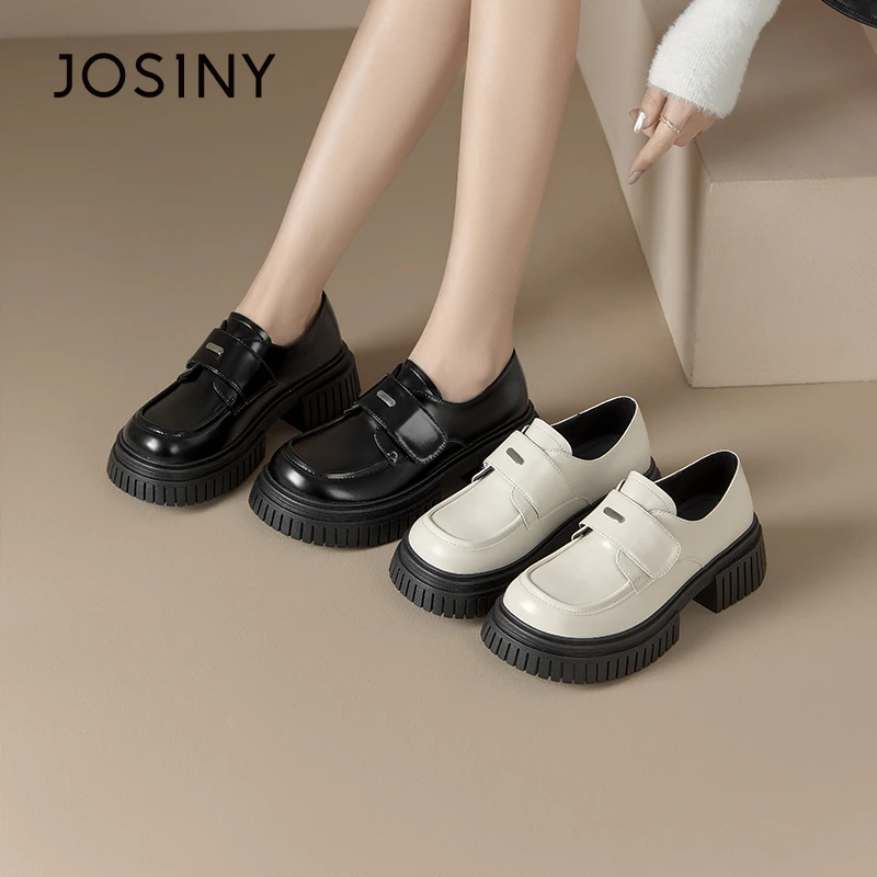 卓诗尼厚底乐福鞋女2024春季新款黑色单鞋英伦小皮鞋女4Q2A23521