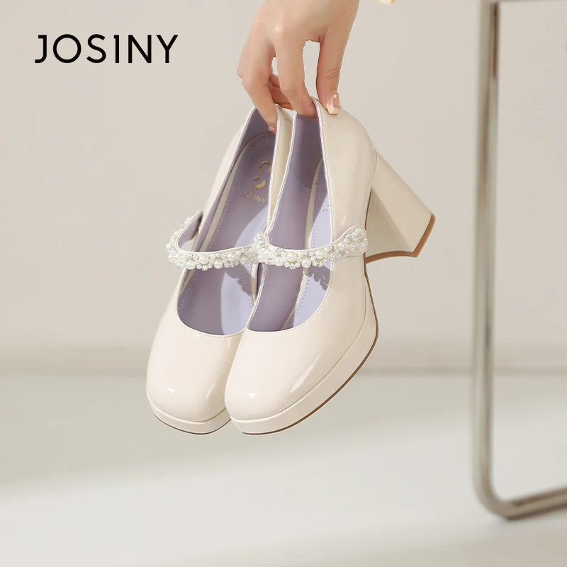 卓诗尼2023秋季新款玛丽珍高跟鞋百搭小众粗跟厚底女鞋301N17793