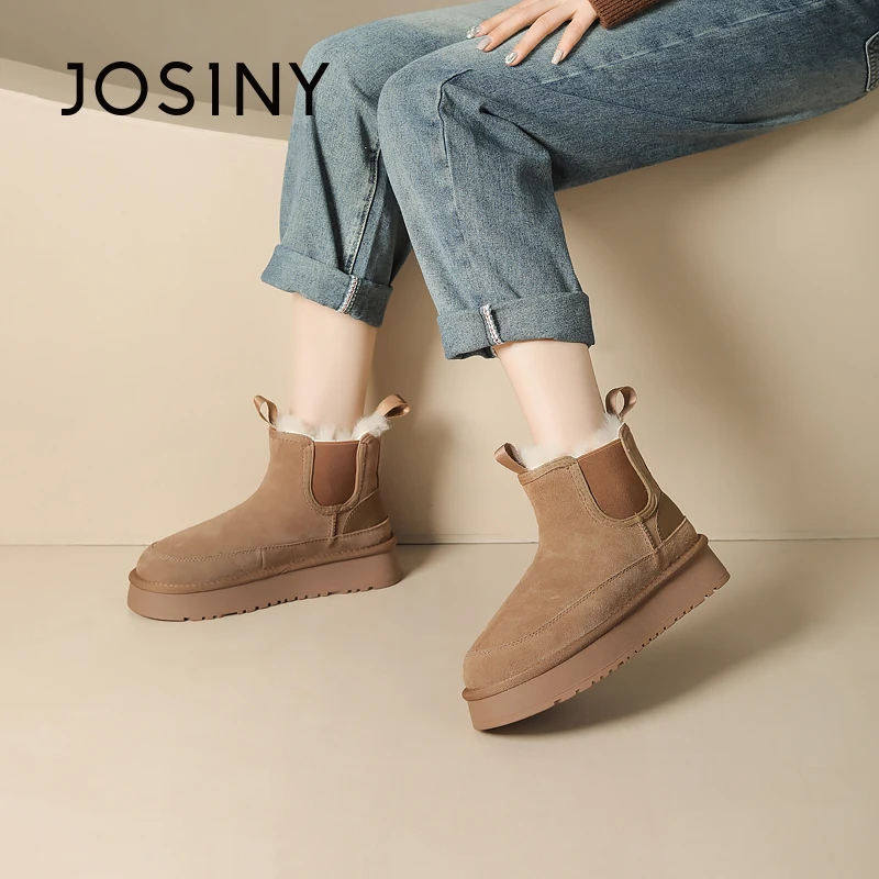 卓诗尼加绒加厚雪地靴女2023新款冬季厚底棉鞋百搭爆款网红靴子女