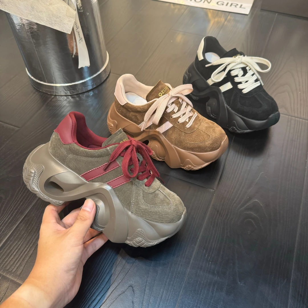 千之恋F增高6CM2024早秋新款休闲时尚百搭高级感厚底气质女鞋3962