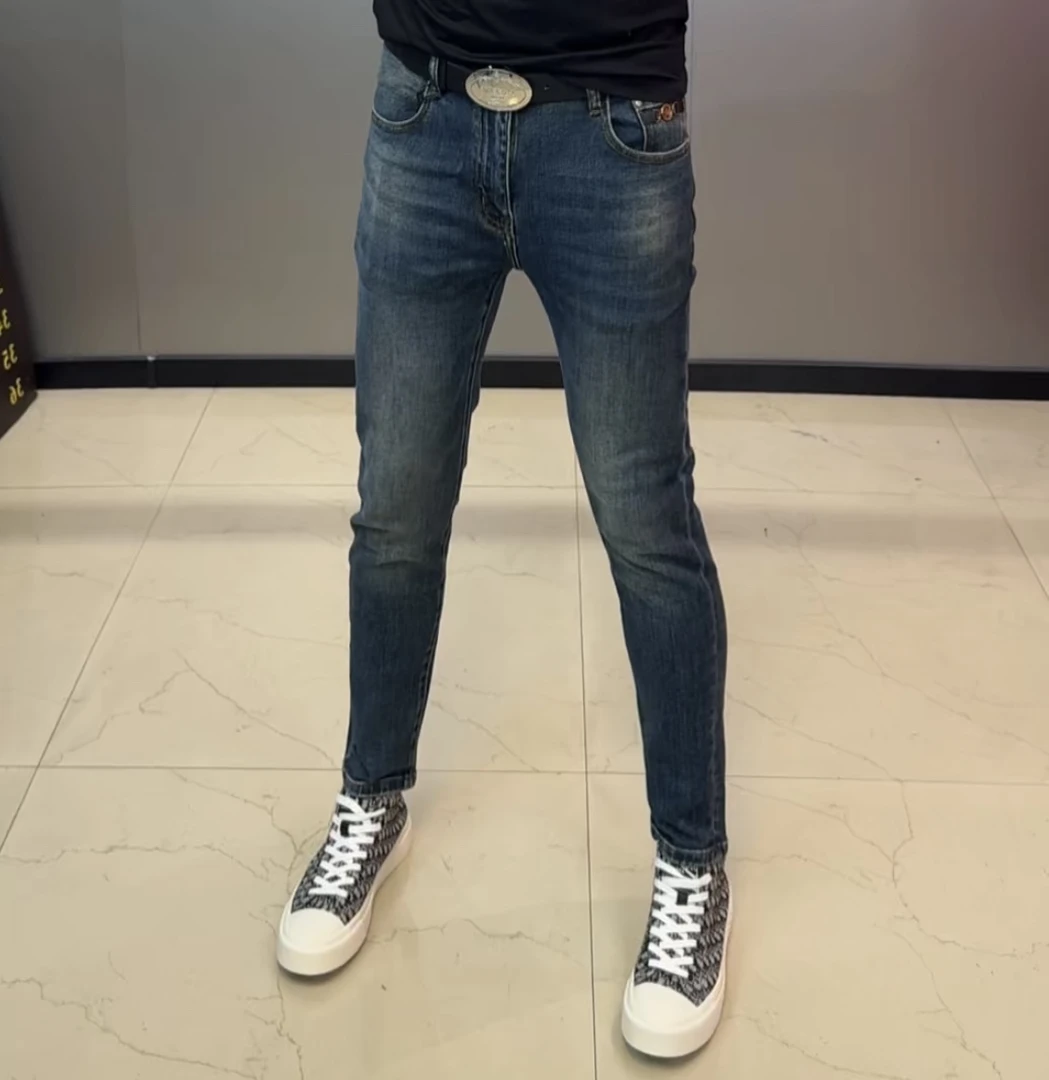 秋季水洗蓝欧货百搭男士修身小脚牛仔裤JT5819
