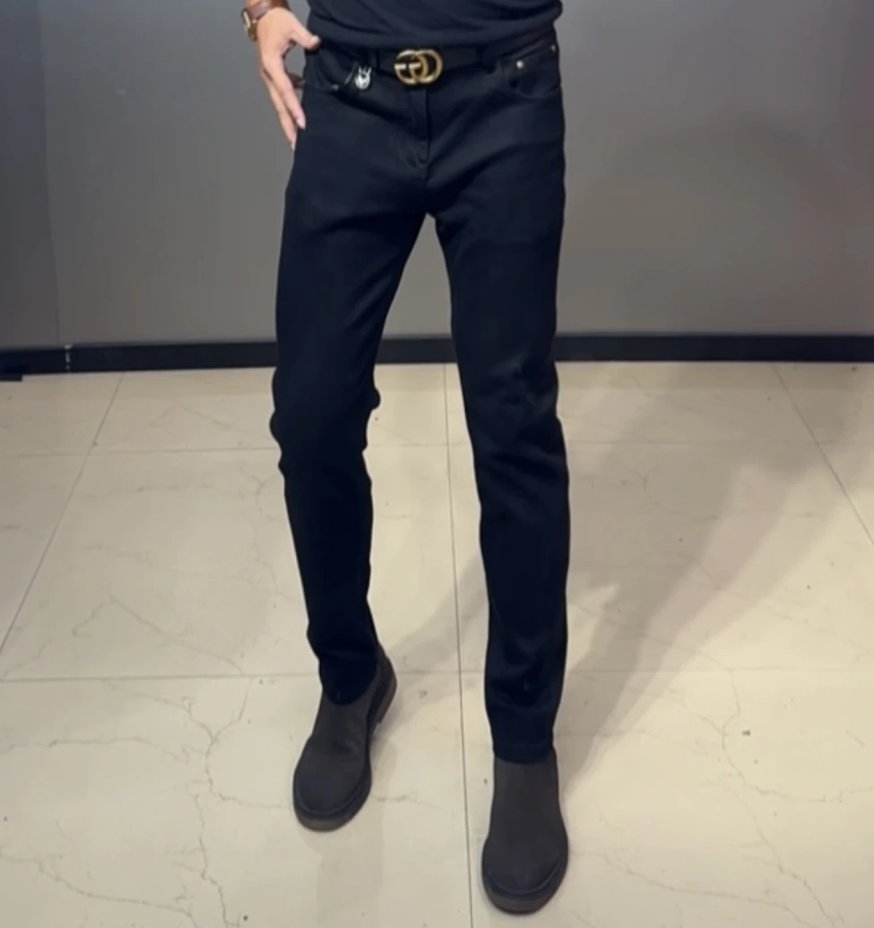 秋冬黑色时尚欧货百搭舒适男士修身牛仔裤5808