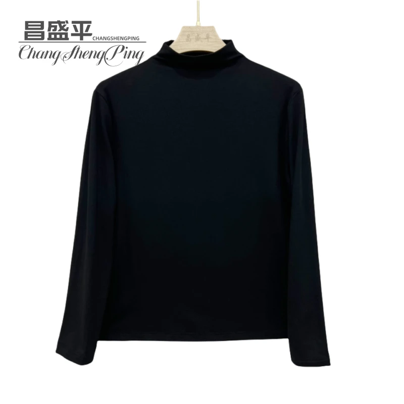 TJ【半高领纯色百搭基础打底衫】针织时尚休闲女士长袖秋冬套头
